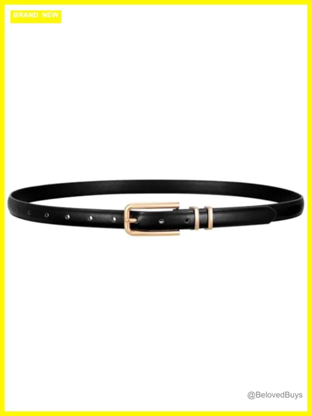 Women Skinny Faux Leather Belt with Gold Buckle